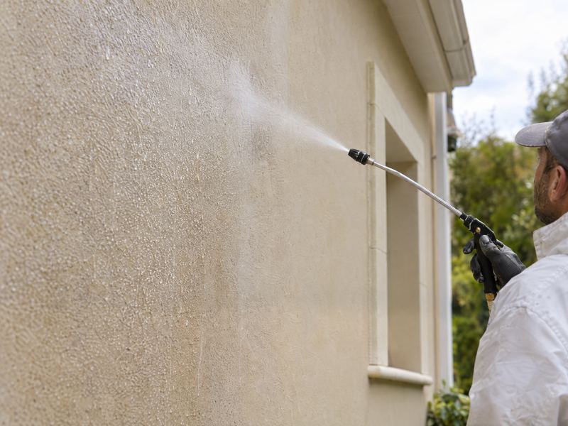 Application d'un hydrofuge incolore sur une façade